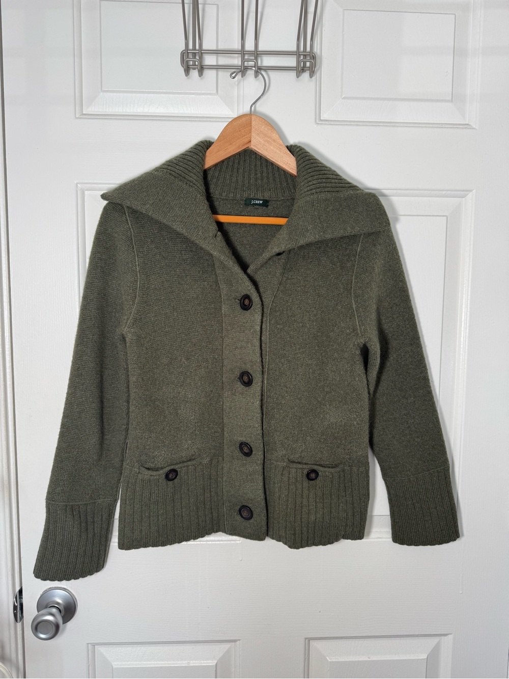 J.Crew 100% Merino Wool Olive Green Sweater Jacket Cardigan XS/S